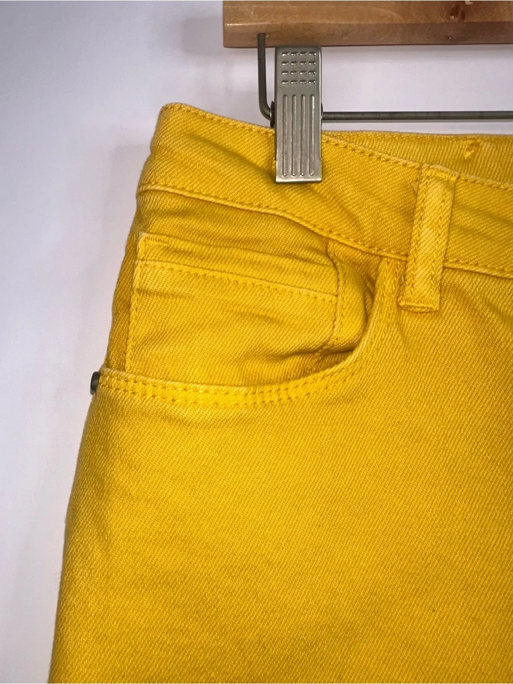 Cotelac Mustard Yellow Wide Leg Crop Jeans Womens Size 2 Raw Fray Hem Chic Denim - Picture 10 of 10